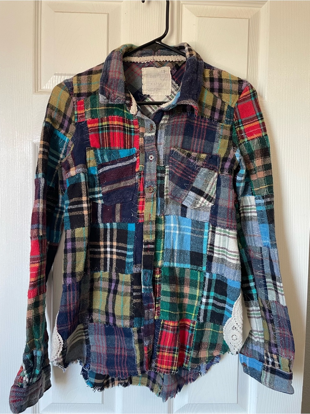 Free People Patchwork Plaid Button-Down Shirt in Multi Colors